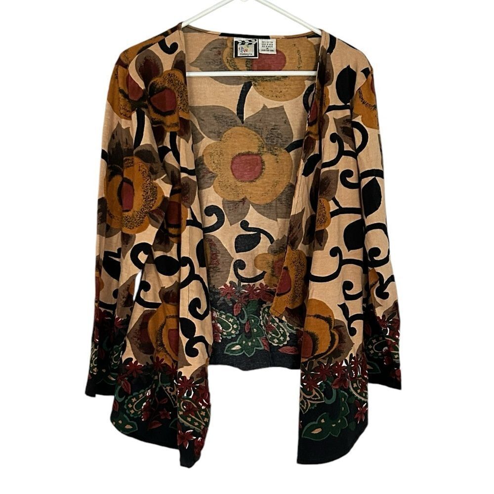 Take Two Clothing Co. Floral Print Open Front Cotton Cardigan Size Medium
